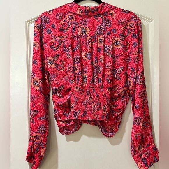 FREE PEOPLE I Got You Printed Top Ruby Women’s Size Medium - Picture 5 of 9